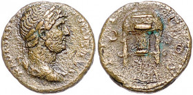 RÖMISCHES REICH, Hadrian, 117-138, AE Semis (125-128), Rom. Belorb. Büste r. Rs.Lyra. 3,59g.
ss
RIC 688; Kampm.32.258.2