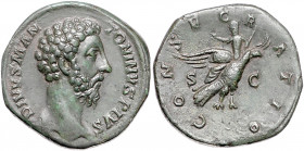 RÖMISCHES REICH, Marcus Aurelius, 161-180, AE Konsekrationssesterz (unter Commodus), Rom. Büste r., DIVVS M ANTONINVS PIVS. Rs.Marc Aurel mit Zepter a...