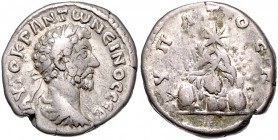 RÖMISCHES REICH, Marcus Aurelius, 161-180, AR Didrachme, Kappadokien, Stadt Caesarea. Belorb. Büste r., AYTOKP ANTONEINOC CEB. Rs.Berg Argaeus, YPATOC...