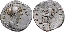 RÖMISCHES REICH, Faustina II., Gemahlin des Marcus Aurelius, +175, AE Dupondius oder As, Rom. Drap. Büste r. Rs.Concordia-Spes l. sitzend. 12,30g.
ss...
