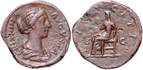 RÖMISCHES REICH, Crispina, Gemahlin des Commodus, +183, AE Sesterz. Drap. Büste r. Rs.Pudicitia l. sitzend. 19,84g.
Rs.Sf., ss
RIC 670; Kampm.42.21...