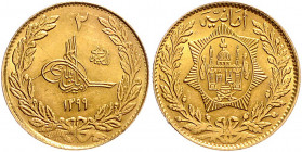 AFGHANISTAN, Amanullah, 1919-1929, 2 Amani SH 1299 =1920. 9,20g. -MwSt-befreit-
GOLD, vz/st
KM 888