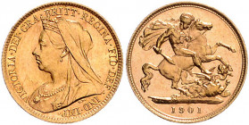 AUSTRALIEN, Victoria, 1837-1901, 1/2 Sovereign 1901 S, Sydney. 4,01g. -MwSt-befreit-
GOLD, st
Frbg.27