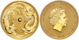 AUSTRALIEN, Elisabeth II., seit 1952, 100 Dollars 2018. Drachen und Phoenix. 1 Oz AU. -MwSt-befreit-
GOLD, st