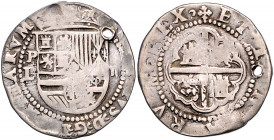 BOLIVIEN, Philipp II., 1556-1598, 2 Reales o.J.(1574-86) PL II, Potosi. 6,54g.
Loch, f.ss
KM MB 3.2