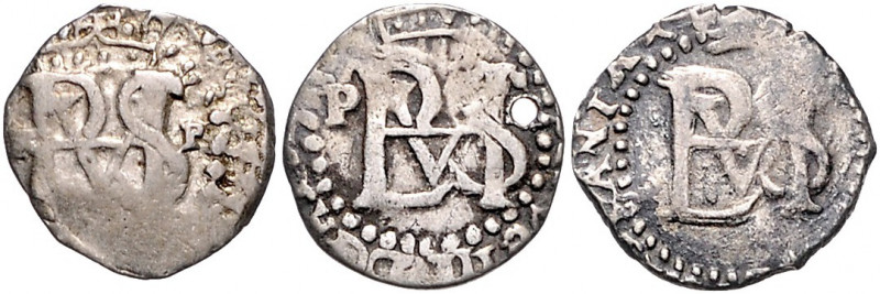 BOLIVIEN, Philipp III., 1598-1621, 1/2 Real o.J. PM, Potosi (gelocht) 1,42g. DAZ...