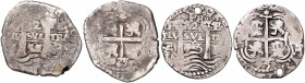 BOLIVIEN, Philipp IV., 1621-1665, 2 Reales 1653 PE PH, Potosi. (gelocht) 6,56g. DAZU:Ebs. 1655 PE, Potosi. 6,64g.
2 Stk., Loch(1), s-ss
KM 16