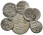 IRAN, Husayn I., 1694-1722, Abbasi AH 1130 =1717, AH 1177, Toman AH 1255, AH 1261 (gelocht). DAZU:3 undatierte ältere Silbermünzen zu 5,3g (Hsp.), 7,5...