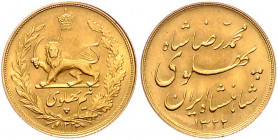 IRAN, Mohammad Reza Pahlavi Shah, 1941-1979, 1/2 Pahlavi SH 1322 =1943. 4,05g. -MwSt-befreit-
GOLD, f.st
KM 1147