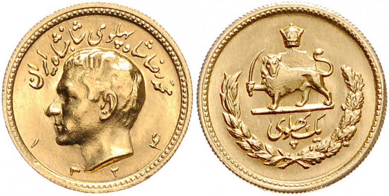 IRAN, Mohammad Reza Pahlavi Shah, 1941-1979, Pahlavi SH 1324 =1945. 8,19g. -MwSt...