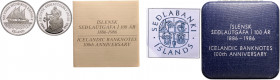 ISLAND, Republik, seit 1944, 500 Kronen 1986. 20g .925 fein Silber. Aufl. 5.000 Stk. 100 Jahre isländische Banknoten 1886-1986. Die Bergfrau "Fjallkon...