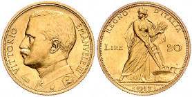 ITALIEN, Vittorio Emanuele III., 1900-1946, 20 Lire 1912 R, Rom. 6,45. -MwSt-befreit-
GOLD, f.st
Frbg.28