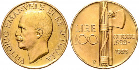 ITALIEN, Vittorio Emanuele III., 1900-1946, 100 Lire 1923 R, Rom. 32,10g. -MwSt-befreit-
GOLD, vz
Frbg.30