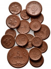 PORZELLAN, FREIBERG, Porzellanmünze 1921 zu 1 Mark (2x), 50 Pfennig (2x), 25 Pfg. (3x). DAZU:EISENACH, 1 Mark 1921 (Scheuch 110a). BOLDIXUM, 1 Mark o....
