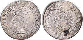 HAUS HABSBURG, Leopold I., 1657-1705, 15 Kreuzer 1676 KB, Kremnitz.
l.prägeschw., kl.Fundbelagrest, ss-vz
Her.1042