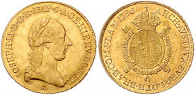 HAUS HABSBURG, Joseph II., 1765-1790, 1/2 Souverain d'or 1786 A, Wien. 5,55g.
GOLD, ss-vz
Frbg.444; Her.101