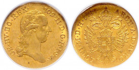 *HAUS HABSBURG, Joseph II., 1765-1790, Dukat 1787 A, Wien. 3,49g.
GOLD, NGC MS-61
Frbg.439; Her.29; KM 1873
