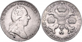 HAUS HABSBURG, Joseph II., 1765-1790, Kronentaler 1785. Brüssel. Mzz. Engelskopf. 29,32g.
f.ss
Dav.1284; Her.189