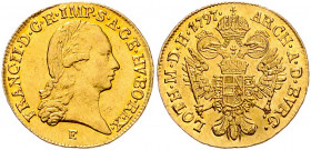 HAUS HABSBURG, Franz II. (I.), 1792-1835, Dukat 1797 E, Karlsburg. 3,49g.
GOLD, vz
Frbg.212; Her.72