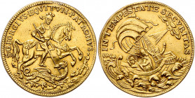 HAUS HABSBURG, Franz II. (I.), 1792-1835, 5 Dukaten o.J. (um 1800) von C.H.Roth (unsigniert), Kremnitz. Der Hl.Georg bezwingt den Drachen. Rs.Jesus se...