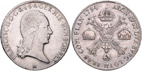 HAUS HABSBURG, Franz II. (I.), 1792-1835, Kronentaler 1794 M, Mailand. 29,34g.
ss+
Dav.1390; Her.489