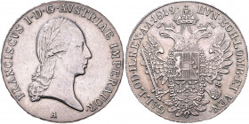 HAUS HABSBURG, Franz II. (I.), 1792-1835, Konventionstaler 1819 A, Wien.
ss-vz
Dav.7; Her.304; J.190