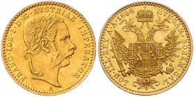 HAUS HABSBURG, Franz Joseph I., 1848-1916, Dukat 1868 A, Wien. 3,50g. -MwSt-befreit-
GOLD, vz
Frbg.397; KM 2265