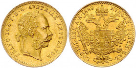 HAUS HABSBURG, Franz Joseph I., 1848-1916, Dukat 1889. 3,46g. -MwSt-befreit-
GOLD, ss/vz
Frbg.493; KM 2267