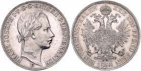 HAUS HABSBURG, Franz Joseph I., 1848-1916, Vereinstaler 1858 B.
vz
Dav.21; T.446