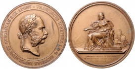 HAUS HABSBURG, Franz Joseph I., 1848-1916, Br.-Med. 1869 von Tautenhayn a.s. Anwesenheit in Ägypten anlässlich der Eröffnung des Suez-Kanals. Büste r....