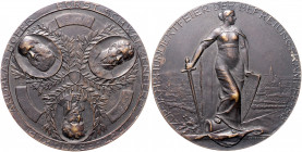 HAUS HABSBURG, Franz Joseph I., 1848-1916, Br.-Med. 1913 von J.Tautenhayn a.d. Jahrhunderfeier der Befreiungskriege. Personifizierte Austria hält Schw...
