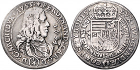 TIROL, Ferdinand Karl Erzherzog, 1632-1662, 1/4 Reichstaler 1654, Hall. 6,72g.
ss
Moser-Tursk.515