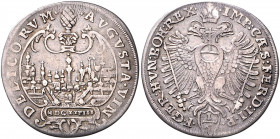 AUGSBURG, STADT , 1/6 Taler 1628. Mit Titel Ferdinand II. und Stadtansicht. 4,62g.
ss
FuS 251