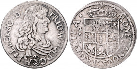 BRANDENBURG-PREUSSEN, Friedrich Wilhelm der Große Kurfürst, 1640-1688, 1/3 Taler 1671 GF, Krossen.
ss
v.Schr.605