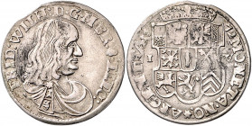 BRANDENBURG-PREUSSEN, Friedrich Wilhelm der Große Kurfürst, 1640-1688, 1/3 Taler 1672 IW, Minden.
kl.Zainende, ss
v.Schr.754