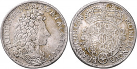 BRANDENBURG-PREUSSEN, Friedrich III., 1688-1701, Gulden =2/3 Taler 1698 HFH, Magdeburg. 17,31g.
ss
Dav.275; v.Schr.189