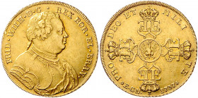 BRANDENBURG-PREUSSEN, Friedrich Wilhelm I. der Soldatenkönig, 1713-1740, Wilhelms d'or =10 Taler 1737 EGN, Berlin. 13,37g.
GOLD, sehr selten, ss/f.vz...