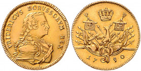 BRANDENBURG-PREUSSEN, Friedrich II. der Große, 1740-1786, Friedrichs d'or 1750 A, Berlin. 6,62g.
GOLD, ss-vz
Frbg.2381; Old.400a2