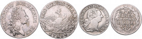 BRANDENBURG-PREUSSEN, Friedrich II. der Große, 1740-1786, Taler 1784 A. DAZU:1/3 Taler 1768 B.
2 Stk., s/ss