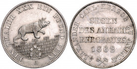 ANHALT-BERNBURG, Alexander Carl, 1834-1863, Ausbeutevereinstaler 1862.
f.vz
AKS 17; T.6; Dav.506
