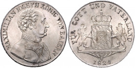 BAYERN, Maximilian I. Joseph, 1806-1825, Konventionstaler 1824.
Prachtex., st
AKS 59; T.46; Dav.554