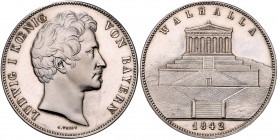 BAYERN, Ludwig I., 1825-1848, Geschichtsdoppeltaler 1842. Walhalla.
st
AKS 103; T.80; Dav.587