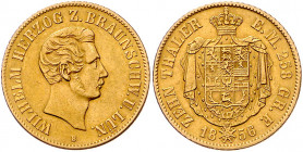 BRAUNSCHWEIG-LÜNEBURG, Wilhelm, 1831-1884, 10 Taler 1856 B. 13,26g.
GOLD, ss-vz
AKS 67; J.327