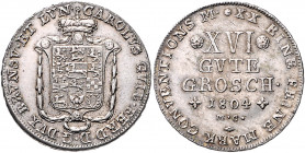BRAUNSCHWEIG-LÜNEBURG, Karl Wilhelm Ferdinand, 1780-1806, 24 Mariengroschen 1804 MC, Braunschweig. Feinsilber. 13,91g.
just., l.Haarlinien, f.vz
We....