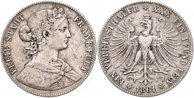 FRANKFURT, Freie Stadt, 1815-1866, Vereinstaler 1861.
ss+
AKS 9; T.143; Dav.652