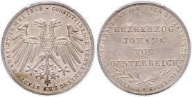 FRANKFURT, Freie Stadt, 1815-1866, Doppelgulden 1848. Erzherzog Johann von Österreich.
schöner Prägeglanz, PCGS AU-55
AKS 39; T.135