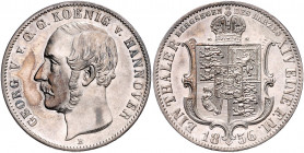 HANNOVER, Georg V., 1851-1866, Taler 1856 B. Letzter und seltenster Jahrgang dieses Typs.
f.st
AKS 144a; T.170