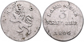 HESSEN-DARMSTADT, Ludwig X., 1790-1806, 3 Kreuzer 1806 HD.
selten, s-ss