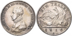 PREUSSEN, Friedrich Wilhelm III., 1797-1840, Taler 1819 A.
Prachtex., f.st
AKS 13; T.246; Dav.759