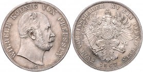 PREUSSEN, Wilhelm I., 1861-1888, Doppeltaler 1867 C.
st
AKS 96; T.269; Dav.783